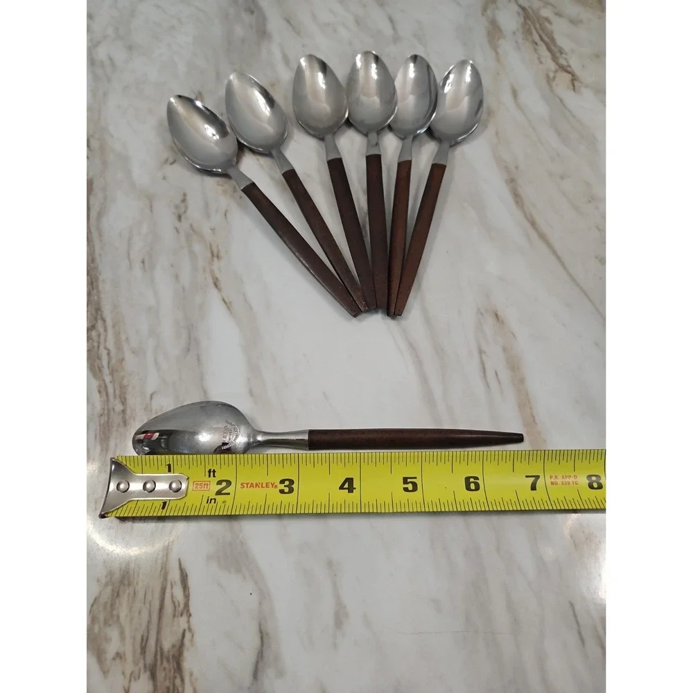 Vintage Ekco Eterna Forged Stainless Japan Canoe Muffin 8 Small Spoons MCM